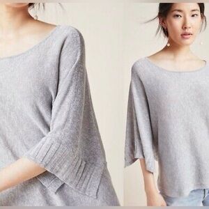 Anthropologie Silver “Alicia” Linen Blend Metallic Shimmer Top Size Medium